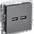 BRITE Розетка USB A+A 5В 3,1А РЮ10-1-БрС сталь IEK, BR-U21-D31-K46