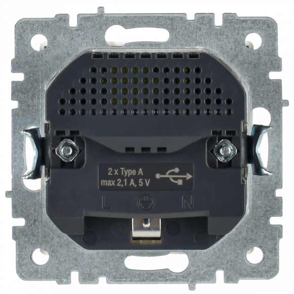 IEK BRITE Розетка 1-местная с заземлением с защитными шторками 16А с USB A+A 5В 2,1А РЮш10-1-БрБ белый , BR-R14-16-U21-D21-K01