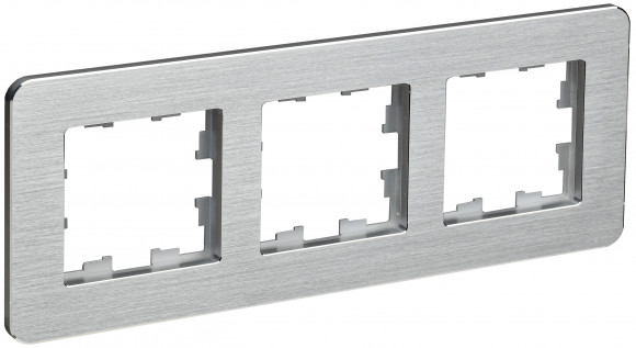 IEK BRITE Рамка 3-местная РУ-3-1-Бр металл алюминий RE AL IEK, BR-M32-M-21-K47