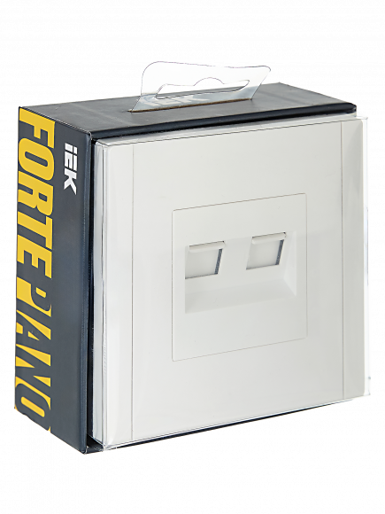 IEK FORTE&PIANO Розетка компьютерная двойная RJ45 кат.5E FP233 белый , FP-K20-1-K01