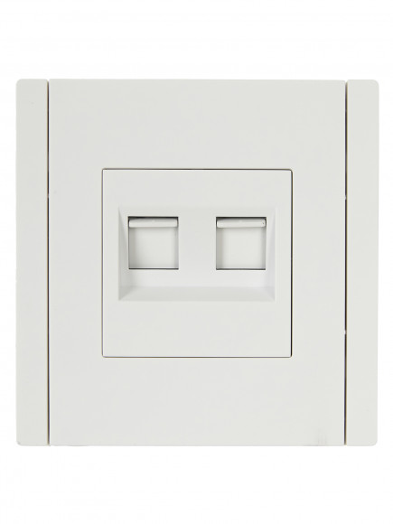 IEK FORTE&PIANO Розетка компьютерная двойная RJ45 кат.5E FP233 белый , FP-K20-1-K01