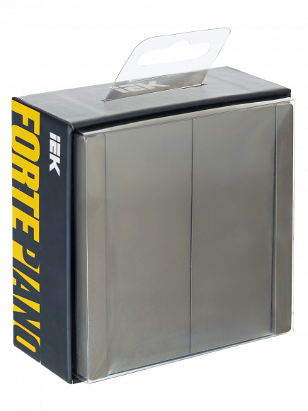 IEK FORTE&PIANO Выключатель 2-клавишный проходной 10А FP507 сталь , FP-V22-0-10-1-K46