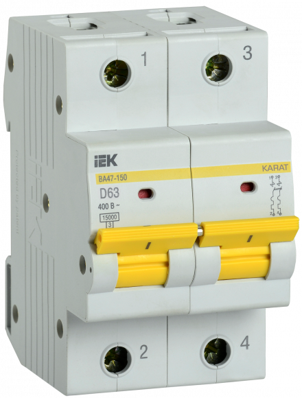 IEK KARAT Автоматический выключатель ВА47-150 2P D 63А 15кА IEK, MVA50-2-063-D