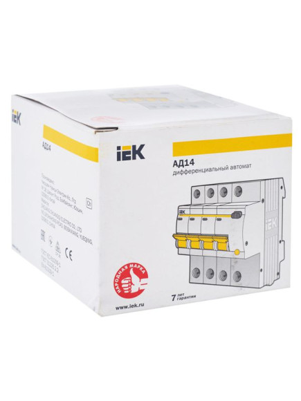 IEK KARAT Дифференциальный автомат АД14 4P 16А 30мА тип AC IEK, MAD10-4-016-C-030