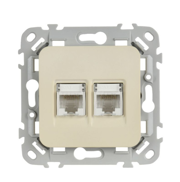 IEK FLITE Розетка 2-местная компьютерная RJ45 категория 5Е UTP РК5е-2-0-ФлСл сливочный IEK, FI-K22-1-K86