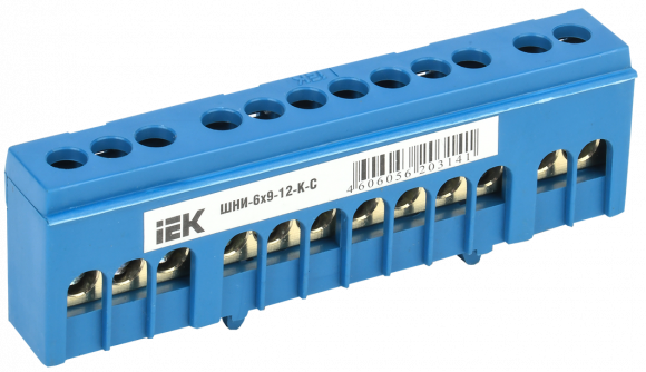 IEK Шина N "ноль" в корп изол на DIN-рейку ШНИ-6х9-12-К-С IEK, YNN10-69-12KD-K07