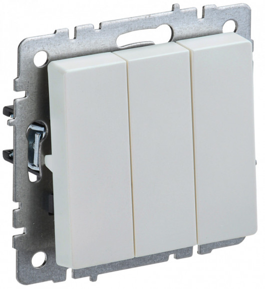 IEK BRITE Выключатель 3-клавишный 10А ВС10-3-0-БрЖ жемчуг IEK, BR-V30-0-10-K36