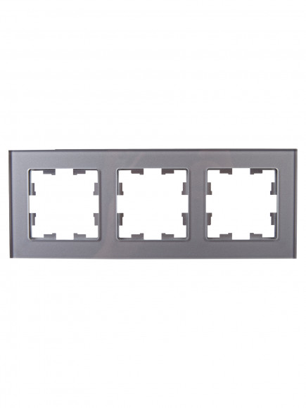 IEK BRITE Рамка 3 -местная РУ-3-2-БрСе стекло серый , BR-M32-G-K03