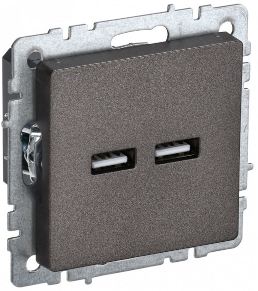 IEK BRITE Розетка USB A+A 5В 3,1А РЮ10-1-БрТБ темная бронза IEK, BR-U21-D31-K45