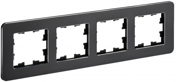 IEK BRITE Рамка 4-местная РУ-4-1-Бр металл черный RE IEK, BR-M42-M-01-K02