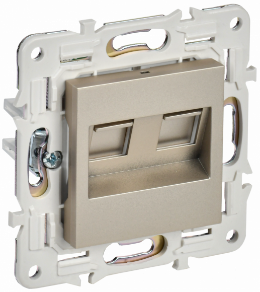 IEK SKANDY Розетка компьютерная двойная RJ45 кат.6 SK-K04Sh шампань IEK, SK-K20-2-K37