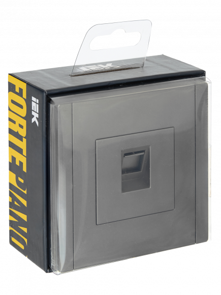 IEK FORTE&PIANO Розетка компьютерная RJ45 кат.5E FP532 сталь , FP-K10-1-K46