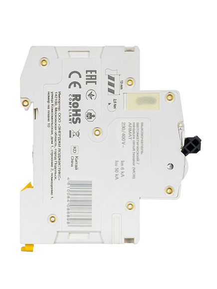 IEK ARMAT Автоматический выключатель M06N 2P B 1А IEK, AR-M06N-2-B001