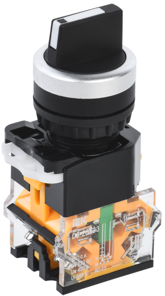 IEK Переключатель D8-20X33 на 3 положения 2NO черный IEK, BSW30-20X33-4-24-2-K02