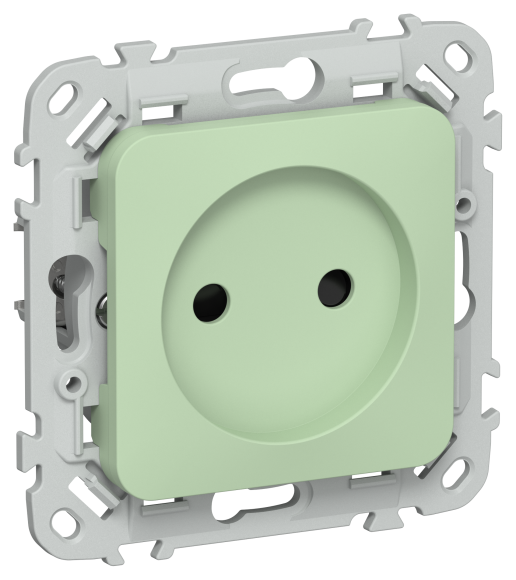 IEK FLITE Розетка без заземления с защитными шторками безвинтовое крепление 10А РСш01-1-ФлФ фисташковый IEK, FI-R13-10-1-K93