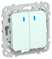 FLITE Выключатель 2-клавишный кнопочный с индикацией 10А ВС12-2-1-ФлХЛ холодный лед IEK, FI-V24-1-10-1-K94