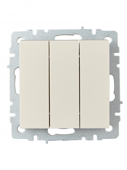 IEK BRITE Выключатель 3-клавишный 10А ВС10-3-0-БрКр бежевый , BR-V30-0-10-K10