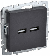 BRITE Розетка USB A+A 5В 3,1А РЮ10-1-БрЧ черный IEK, BR-U21-D31-K02