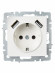 IEK BRITE Розетка 1-местная с заземлением с защитными шторками 16А с USB A+A 5В 2,1А РЮш10-1-БрЖ жемчуг , BR-R14-16-U21-D21-K36
