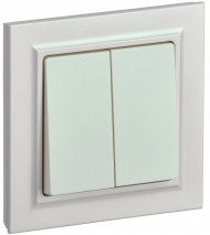 BRITE Выключатель 2-клавишный 10А в сборе ВСР10-2-0-БрЖ жемчуг , BR-V20-0-10-K36-F