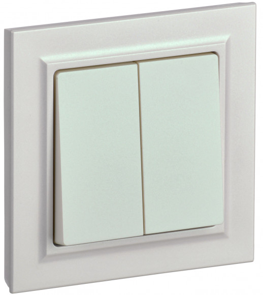 IEK BRITE Выключатель 2-клавишный 10А в сборе ВСР10-2-0-БрЖ жемчуг IEK, BR-V20-0-10-K36-F