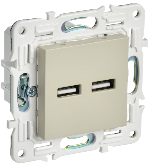 IEK SKANDY Розетка USB A+A 3,1А SK-R15B бежевый , SK-U21-D31-K10