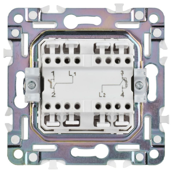 IEK SKANDY Выключатель 2-клавишный с индикацией для отелей 10А SK-V16Gr серый , SK-V20-2-10-K03