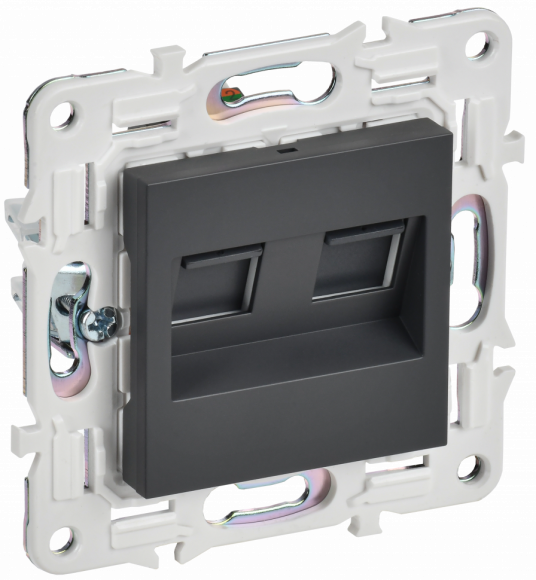 IEK SKANDY Розетка компьютерная двойная RJ45 кат.6 SK-K04T титан IEK, SK-K20-2-K48