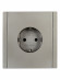IEK FORTE&PIANO Розетка 1-местная с заземлением без защитных шторок безвинтовое крепление 16А FP514 сталь , FP-R11-16-1-K46