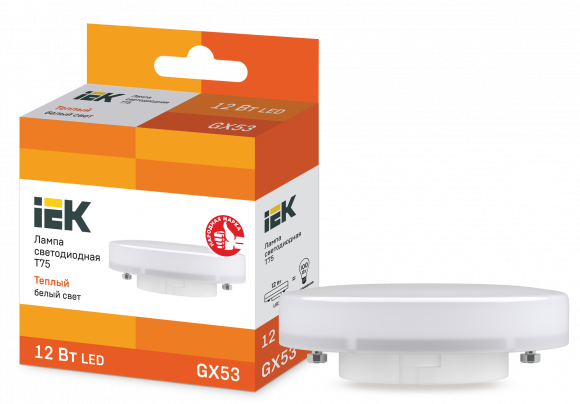IEK Лампа светодиодная T75 таблетка 12Вт 230В 3000К GX53 IEK, LLE-T80-12-230-30-GX53