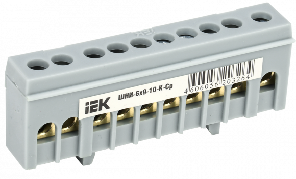 IEK Шина L "фаза" в корп изол на DIN-рейку ШНИ-6х9-10-К-Ср IEK, YNN10-69-10KD-K02