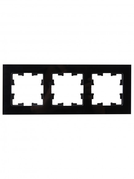 IEK BRITE Рамка 3 -местная РУ-3-2-БрЧ стекло черный , BR-M32-G-K02