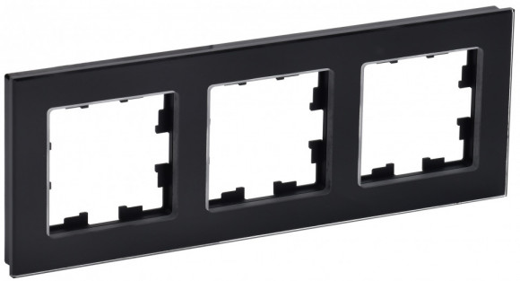 IEK BRITE Рамка 3 -местная РУ-3-2-БрЧ стекло черный IEK, BR-M32-G-K02
