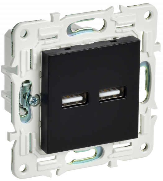 IEK SKANDY Розетка USB A+A 3,1А SK-R15Bl черный IEK, SK-U21-D31-K02