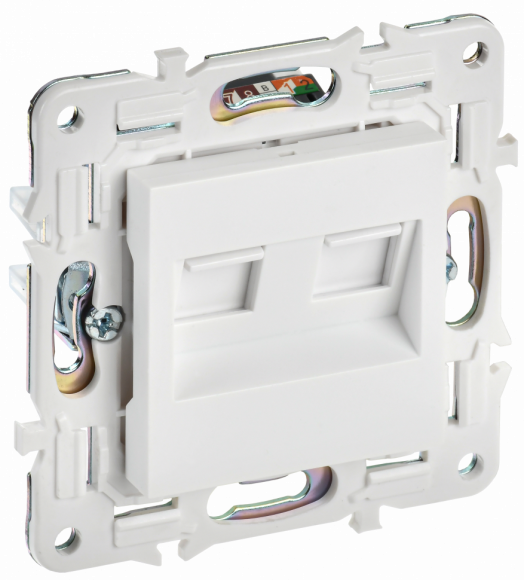 IEK SKANDY Розетка компьютерная двойная RJ45 кат.6 SK-K04W арктический белый IEK, SK-K20-2-K01