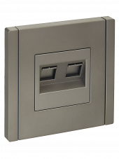 FORTE&PIANO Розетка компьютерная двойная RJ45 кат.6 FP534 сталь , FP-K20-2-K46