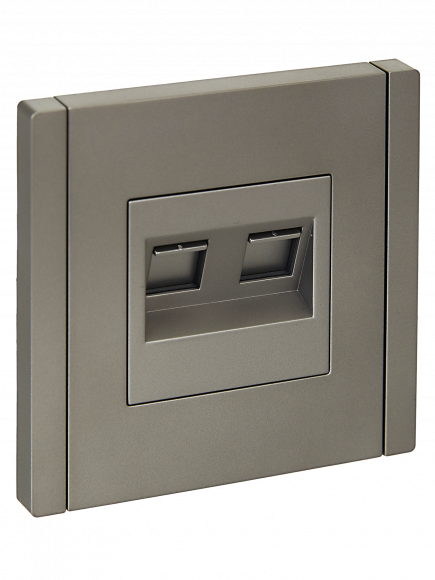 IEK FORTE&PIANO Розетка компьютерная двойная RJ45 кат.6 FP534 сталь IEK, FP-K20-2-K46