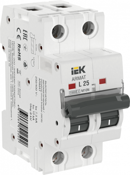 IEK ARMAT Автоматический выключатель M10N 2P L 25А IEK, AR-M10N-2-L025