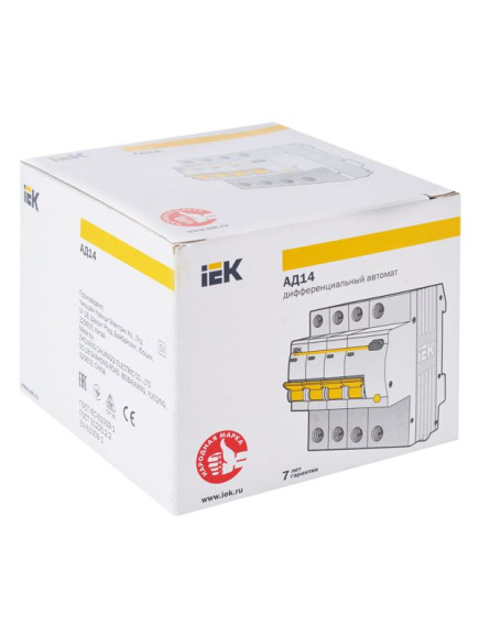 IEK KARAT Дифференциальный автомат АД14 4P 40А 30мА тип AC IEK, MAD10-4-040-C-030