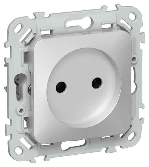 IEK FLITE Розетка без заземления без защитных шторок 10А РС01-0-ФлА алюминий IEK, FI-R10-10-K47