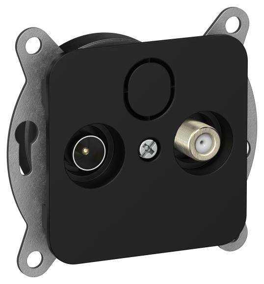 IEK FLITE Розетка 2-местная TV+SAT экранированная оконечная РТВс-2-1-1-ФлЧ черный IEK, FI-AF23-O-K02