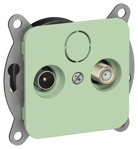 IEK FLITE Розетка 2-местная TV+SAT экранированная оконечная РТВс-2-1-1-ФлФ фисташковый IEK, FI-AF23-O-K93