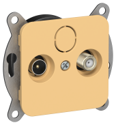 FLITE Розетка 2-местная TV+SAT экранированная проходная РТВс-2-1-2-ФлЗ золотарник IEK, FI-AF23-P-K90