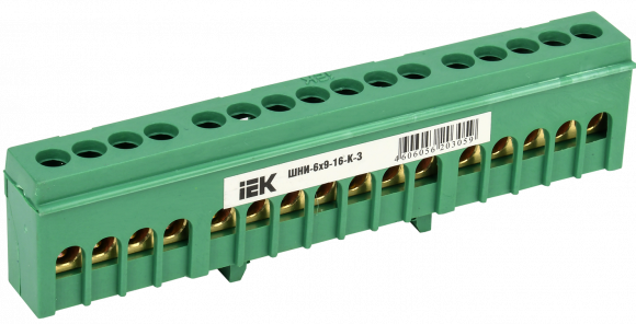 IEK Шина PE "земля" в корп изол на DIN-рейку ШНИ-6х9-16-К-З IEK, YNN10-69-16KD-K06