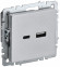 IEK BRITE Розетка USB A+C 18Вт РЮ11-1-БрА алюминий IEK, BR-U22-018-K47