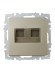 IEK BRITE Розетка компьютерная двойная RJ45 кат.6 РК11-2-БрШ шампань , BR-K20-2-K37