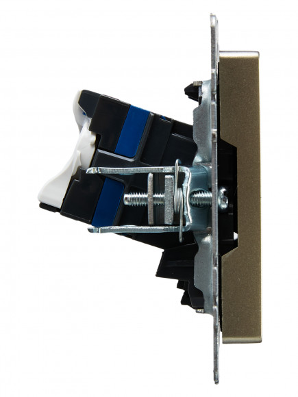 IEK BRITE Розетка компьютерная двойная RJ45 кат.6 РК11-2-БрШ шампань , BR-K20-2-K37