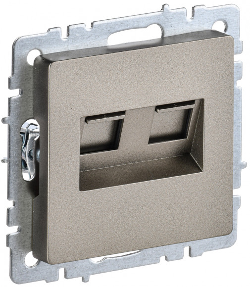 IEK BRITE Розетка компьютерная двойная RJ45 кат.6 РК11-2-БрШ шампань IEK, BR-K20-2-K37