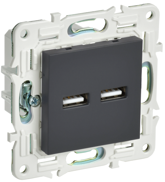 IEK SKANDY Розетка USB A+A 3,1А SK-R15G графит , SK-U21-D31-K53 IEK SKANDY Розетка USB A+A 3,1А SK-R15G графит , SK-U21-D31-K53