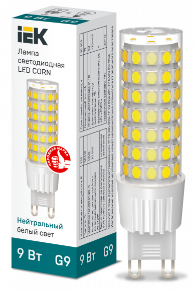 IEK Лампа светодиодная CORN капсула 9Вт 230В 4000К керамика G9 IEK, LLE-CORN-9-230-40-G9